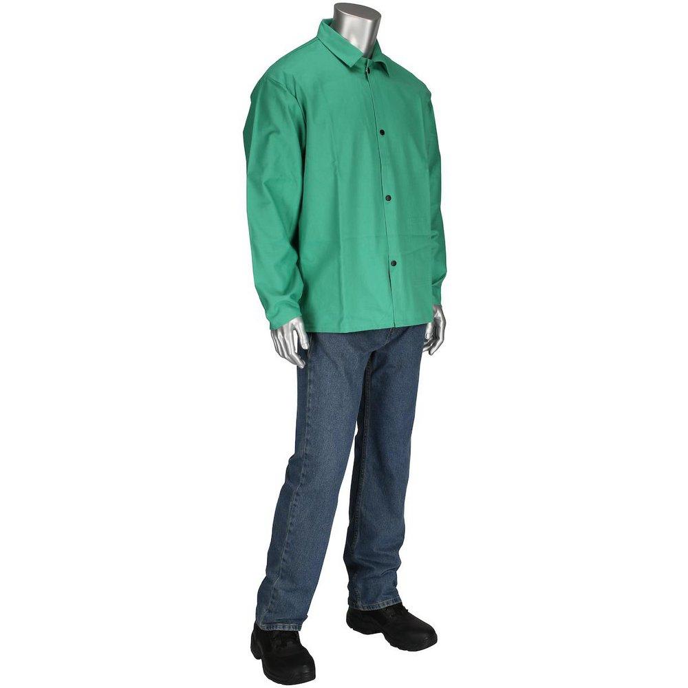 PIP® Green Cotton and Fabric FR Treated Welder Jacket in Green 
