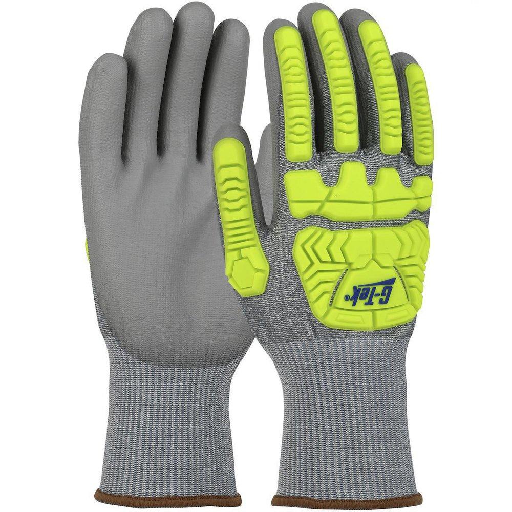 PIP&reg; Grey Coated, Knit Wrist and Seamless Polyurethane Plastic and Rubber Gloves 