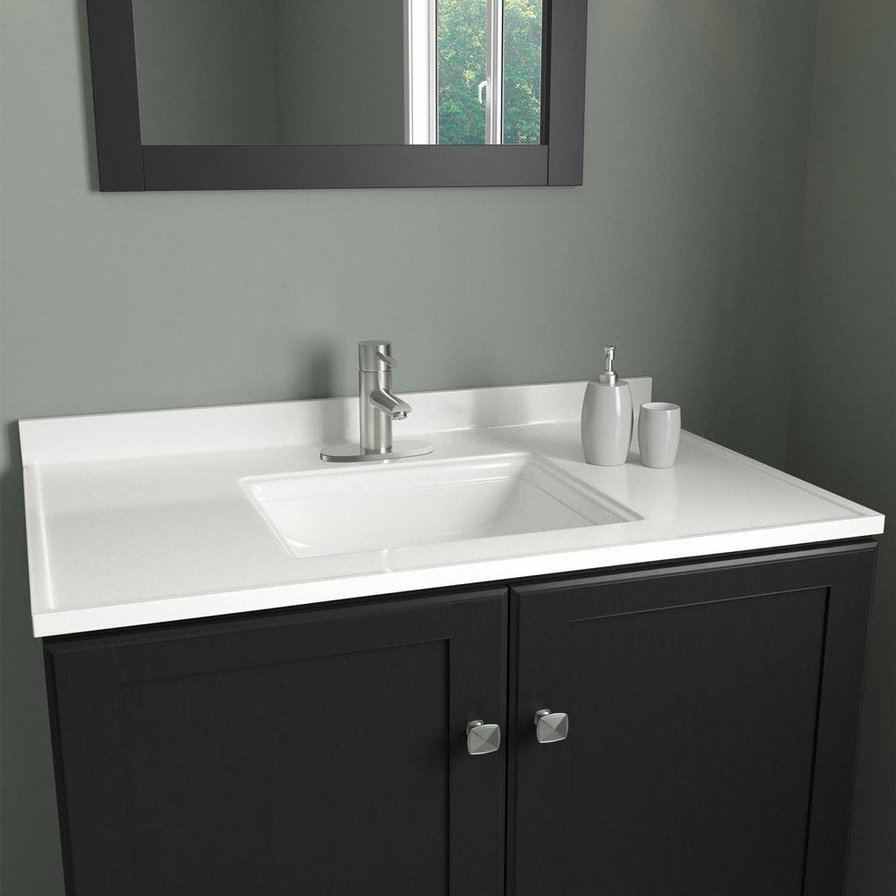Design House White 49 x 22 in. Single Bowl Stone Vanity Top 