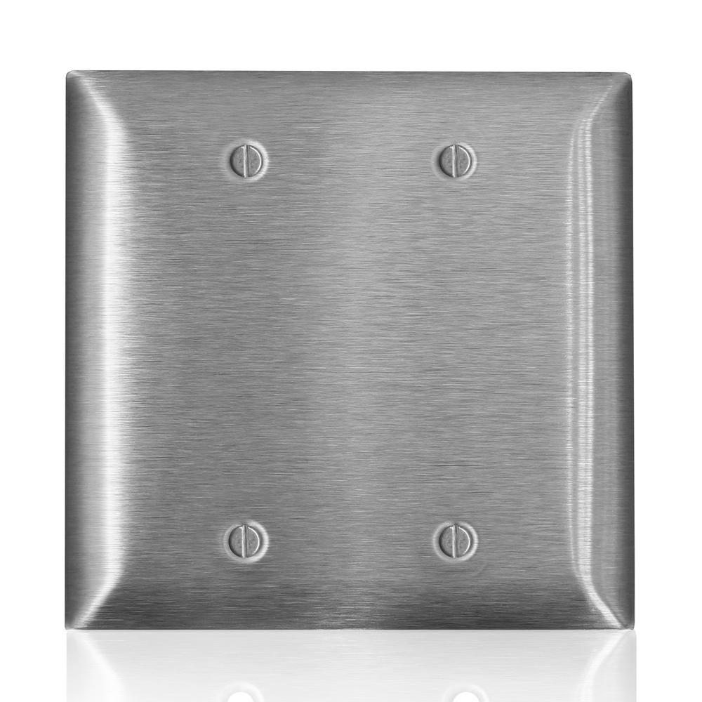 SS 2 GANG MID SIZE BLANK WALLPLATE 