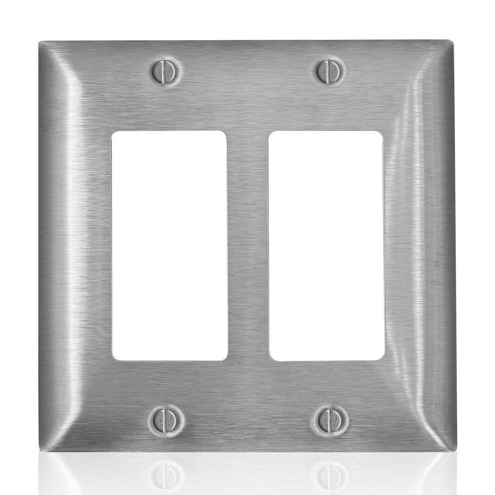 LEVITON Stainless Steel 2 Gang Wall Plate 