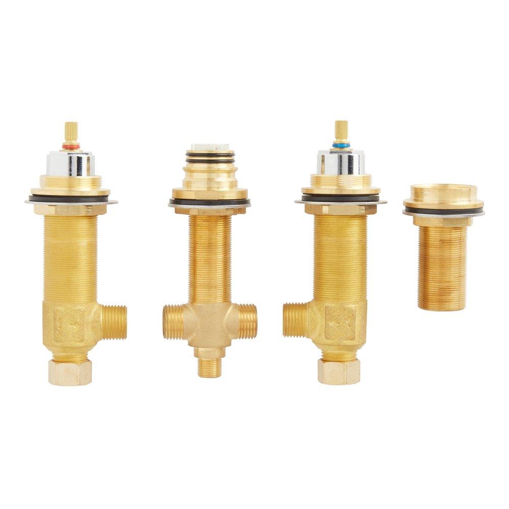 4- Hole Roman Tub Faucet and Hand Shower in Brushed Nickel - Rough In Valve Included 