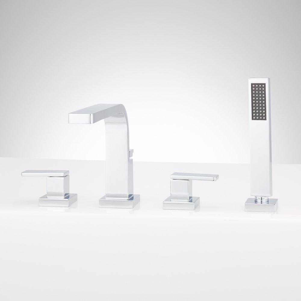 Two Handle Roman Tub Faucet Set in Chrome - Valve and Hand Shower Included 