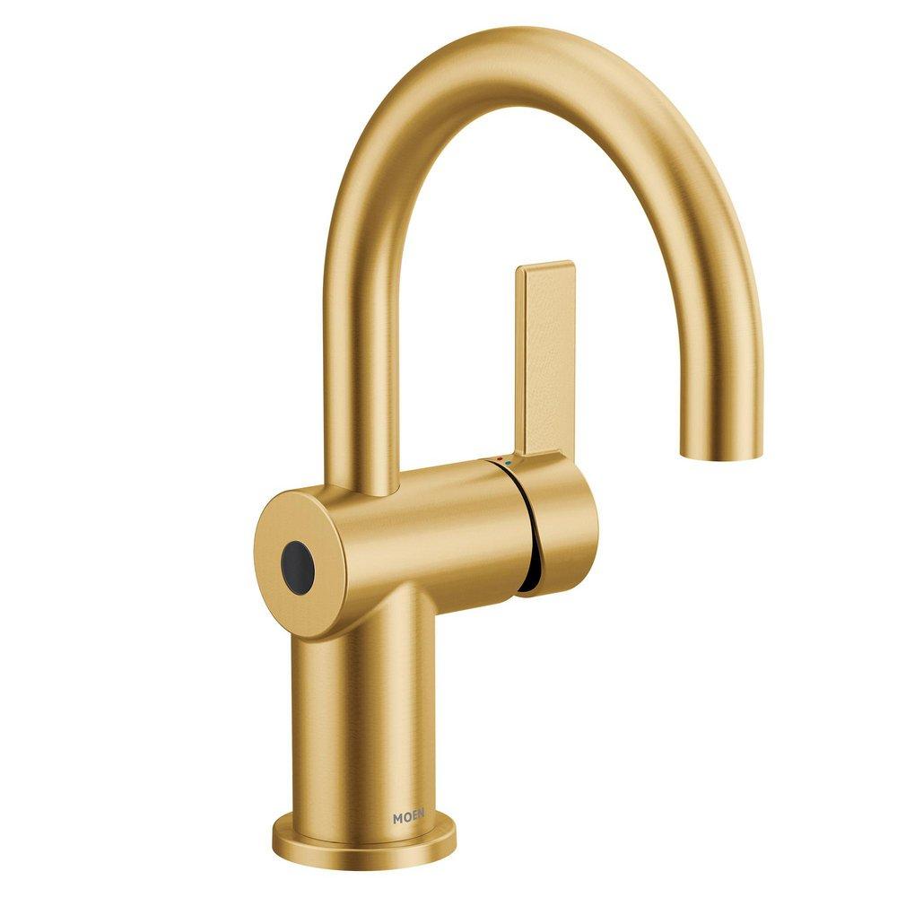 Moen Brushed Gold Single Handle Monoblock Bathroom Sink Faucet Lever Handle 