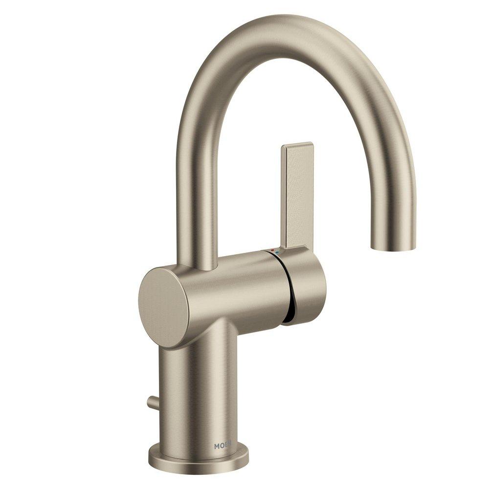 Moen Brushed Nickel Single Handle Monoblock Bathroom Sink Faucet Lever Handle 