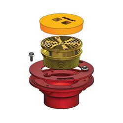 4 in. Round Double Adjustable Floor Drain with 5 in. Nickel Bronze Strainer, Flange, Clamp & Cover