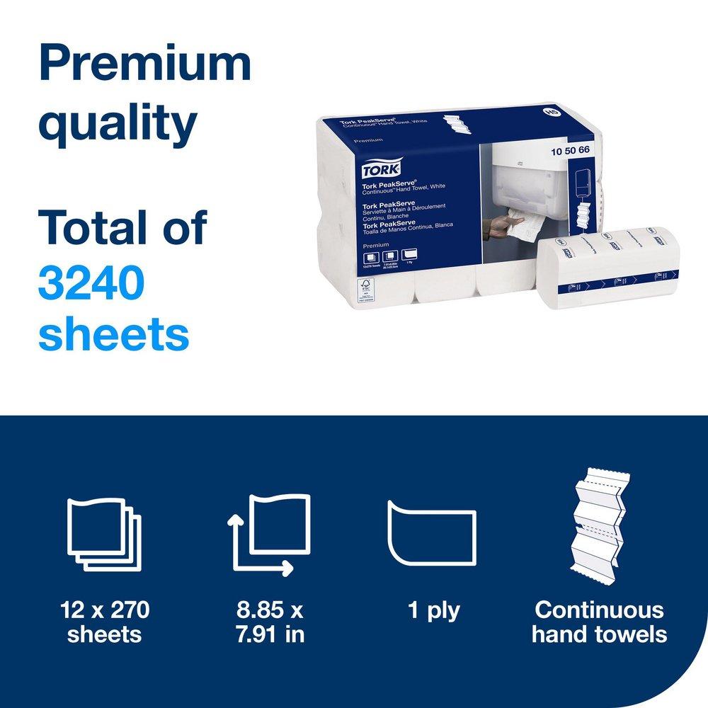 Tork White Continuous Hand Towel in White (Case of 12, Pack of 270) 