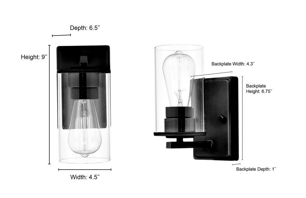 1-Light Wall Sconce in Matte Black 