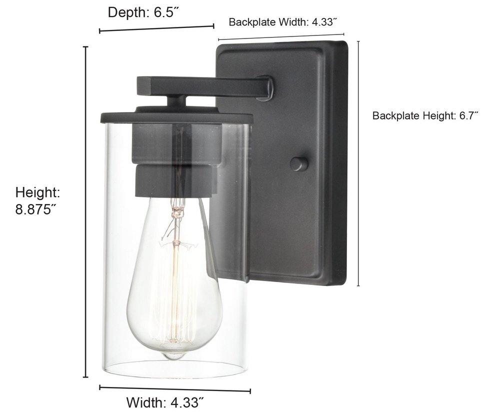 1-Light Wall Sconce in Matte Black 
