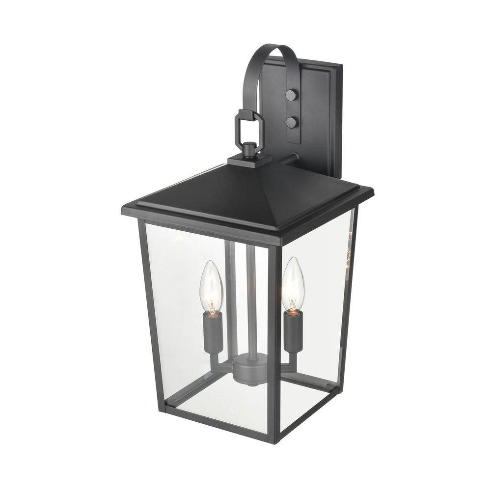 2-Light Outdoor Wall Sconce in Powder Coated Black 