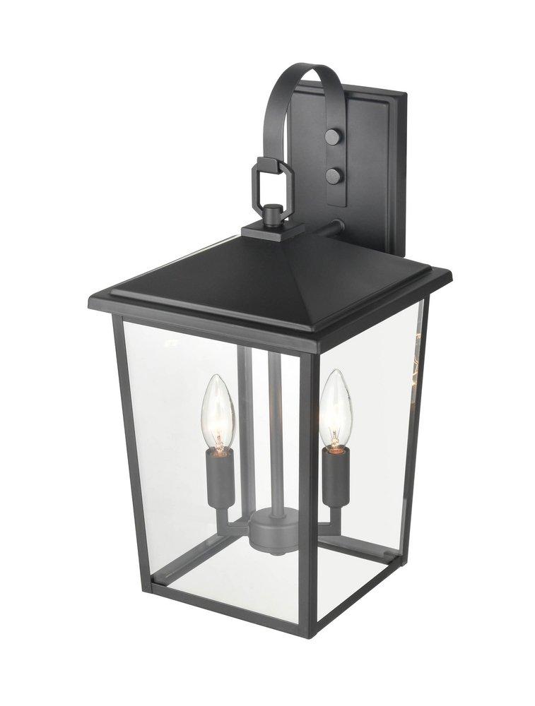 2-Light Outdoor Wall Sconce in Powder Coated Black 