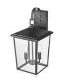 2-Light Outdoor Wall Sconce in Powder Coated Black 