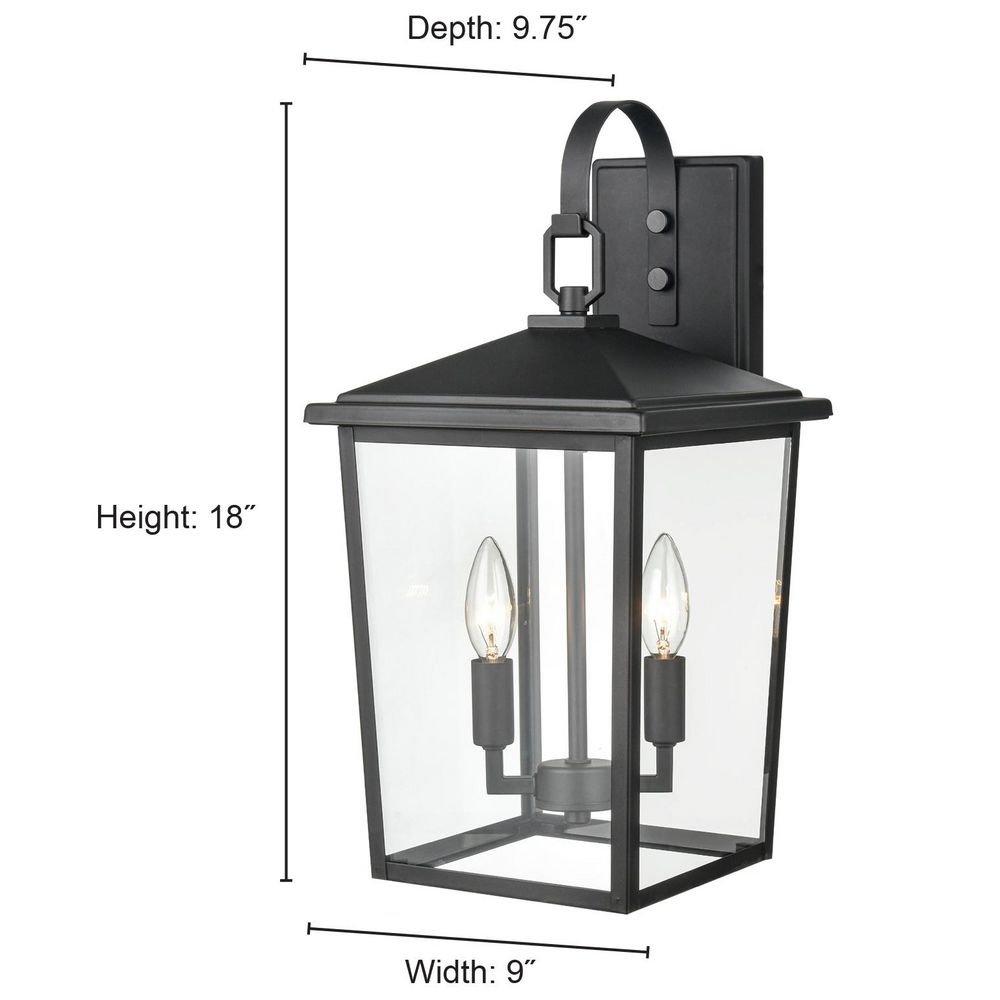 2-Light Outdoor Wall Sconce in Powder Coated Black 