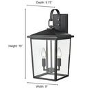 2-Light Outdoor Wall Sconce in Powder Coated Black 