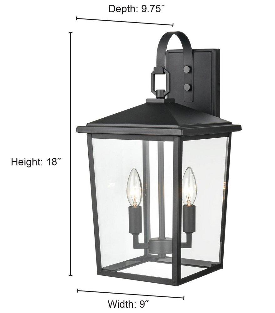 2-Light Outdoor Wall Sconce in Powder Coated Black 