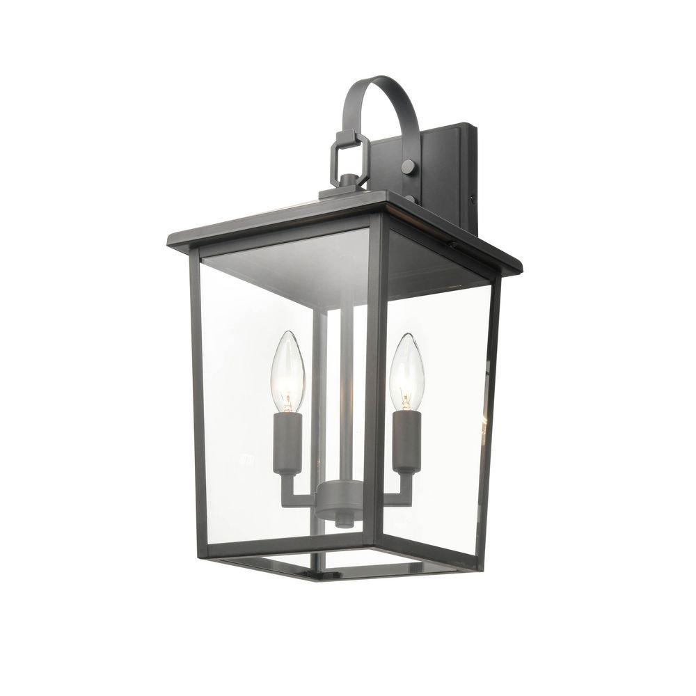 2-Light Outdoor Wall Sconce in Powder Coated Black 