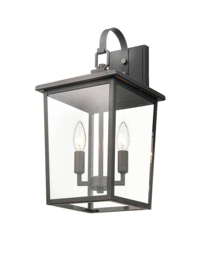 2-Light Outdoor Wall Sconce in Powder Coated Black 