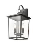 2-Light Outdoor Wall Sconce in Powder Coated Black 