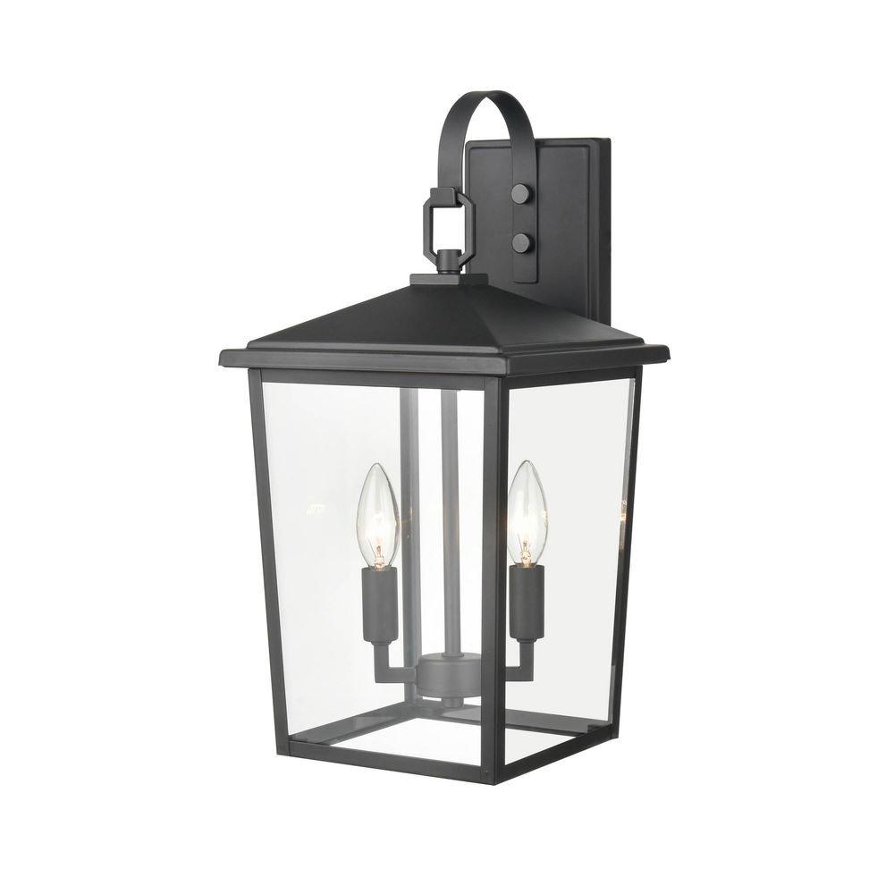 2-Light Outdoor Wall Sconce in Powder Coated Black 