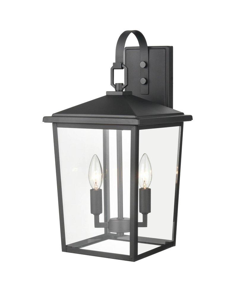 2-Light Outdoor Wall Sconce in Powder Coated Black 