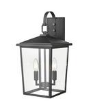 2-Light Outdoor Wall Sconce in Powder Coated Black 
