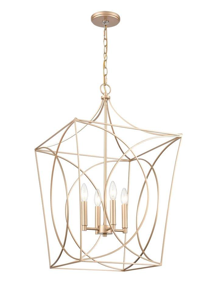 4-Light Pendant Light in Painted Modern Gold 