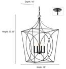 4-Light Pendant Light in Painted Modern Gold 