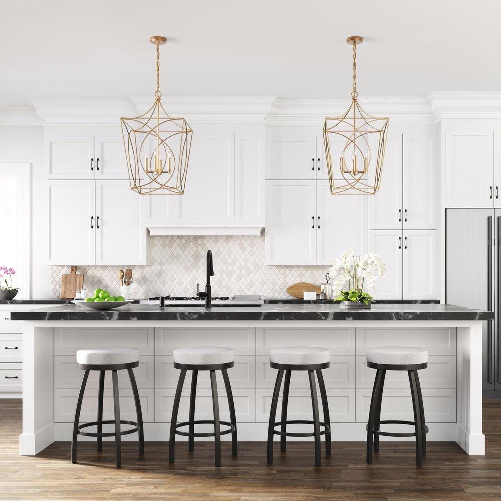 4-Light Pendant Light in Painted Modern Gold 