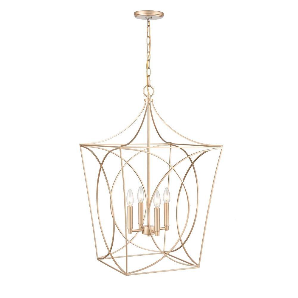 4-Light Pendant Light in Painted Modern Gold 
