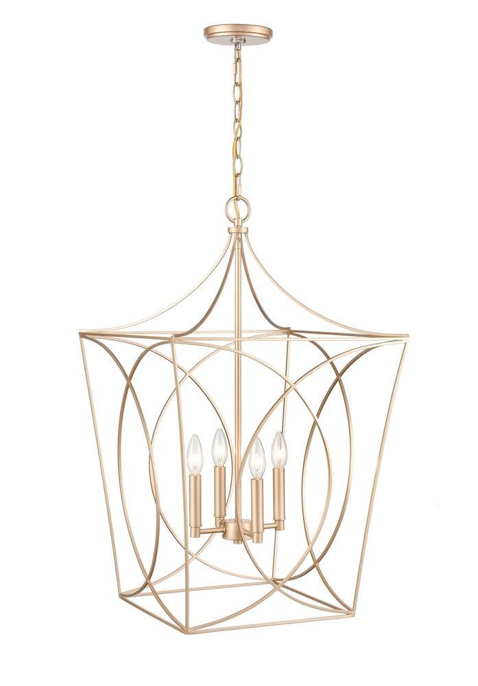 4-Light Pendant Light in Painted Modern Gold 
