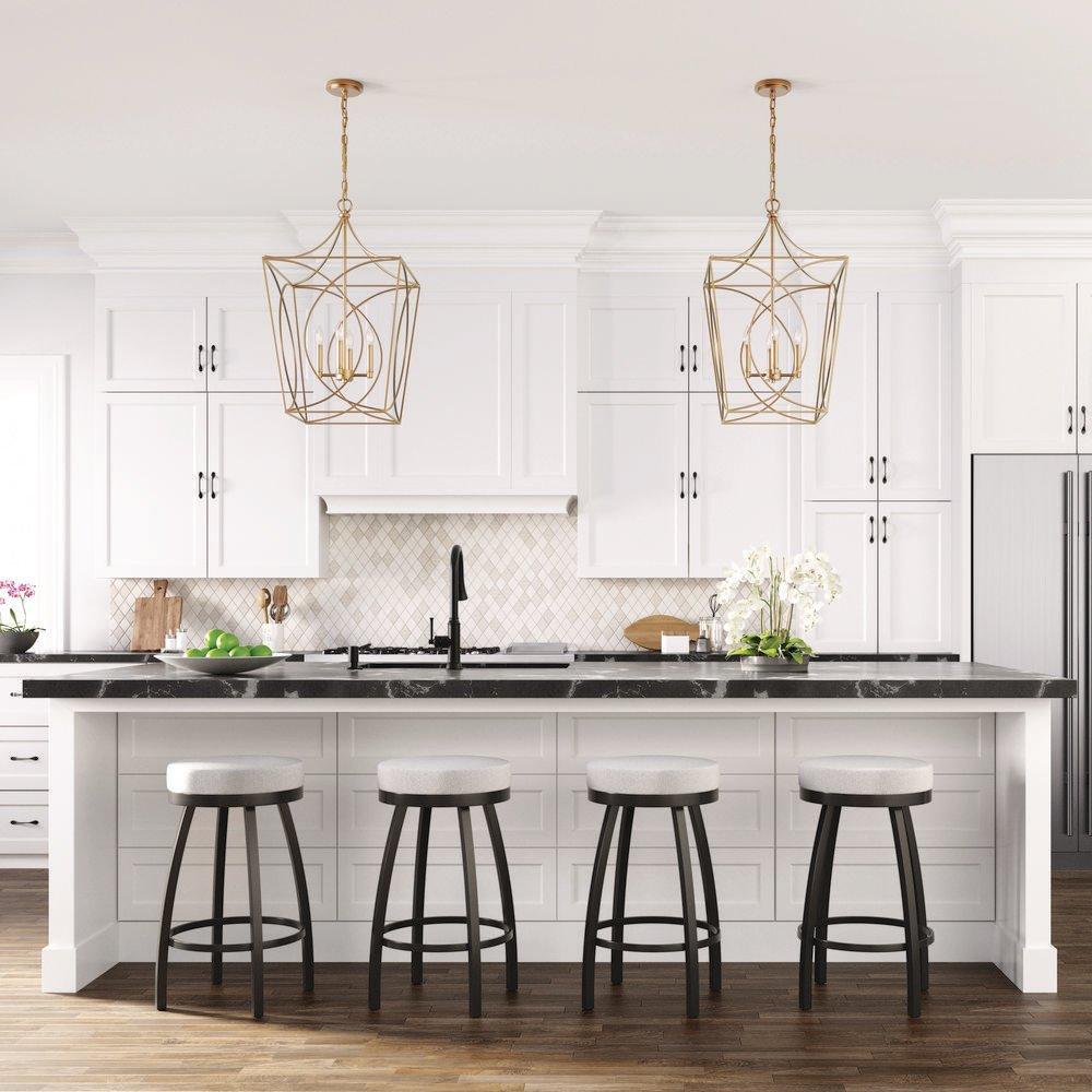 4-Light Pendant Light in Painted Modern Gold 
