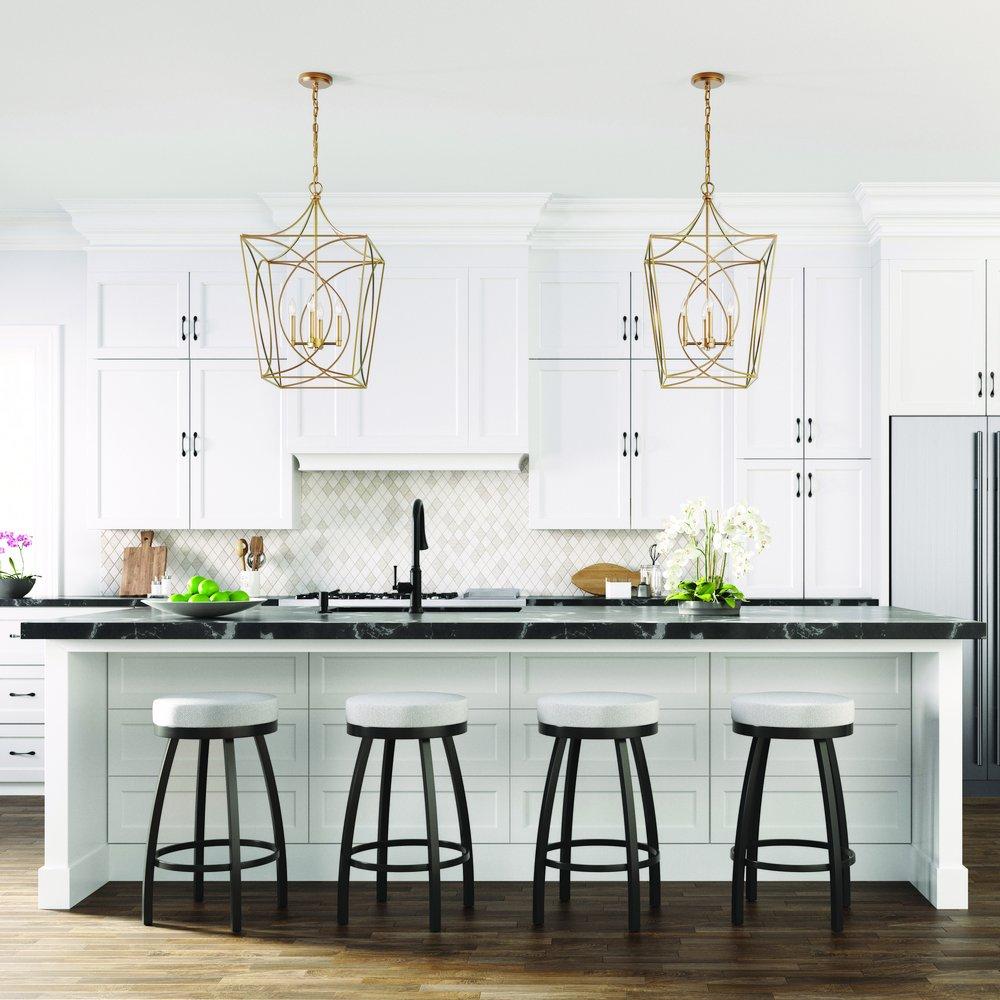 4-Light Pendant Light in Painted Modern Gold 