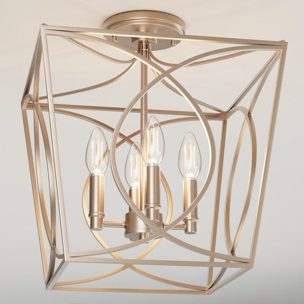 4-Light Pendant Light in Painted Modern Gold 