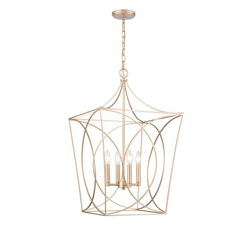 4-Light Pendant Light in Painted Modern Gold 