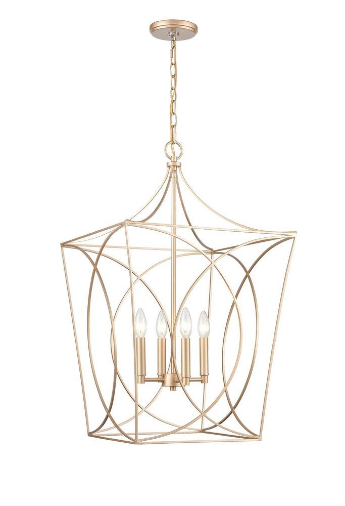 4-Light Pendant Light in Painted Modern Gold 