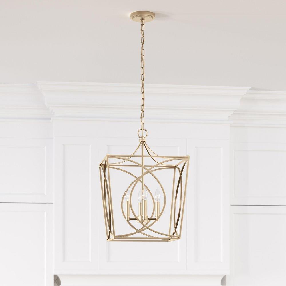 4-Light Pendant Light in Painted Modern Gold 