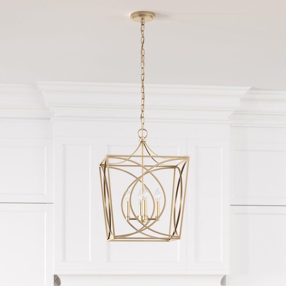 4-Light Pendant Light in Painted Modern Gold 