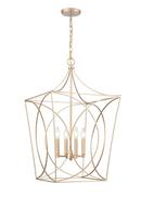 4-Light 18 in. Wide Taper Candle Pendant in Painted Modern Gold