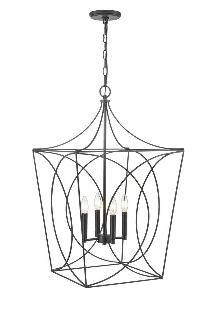4-Light Pendant Light in Matte Black 