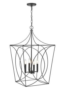 4-Light Pendant Light in Matte Black