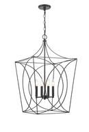 4-Light 18 in. Wide Taper Candle Pendant in Matte Black