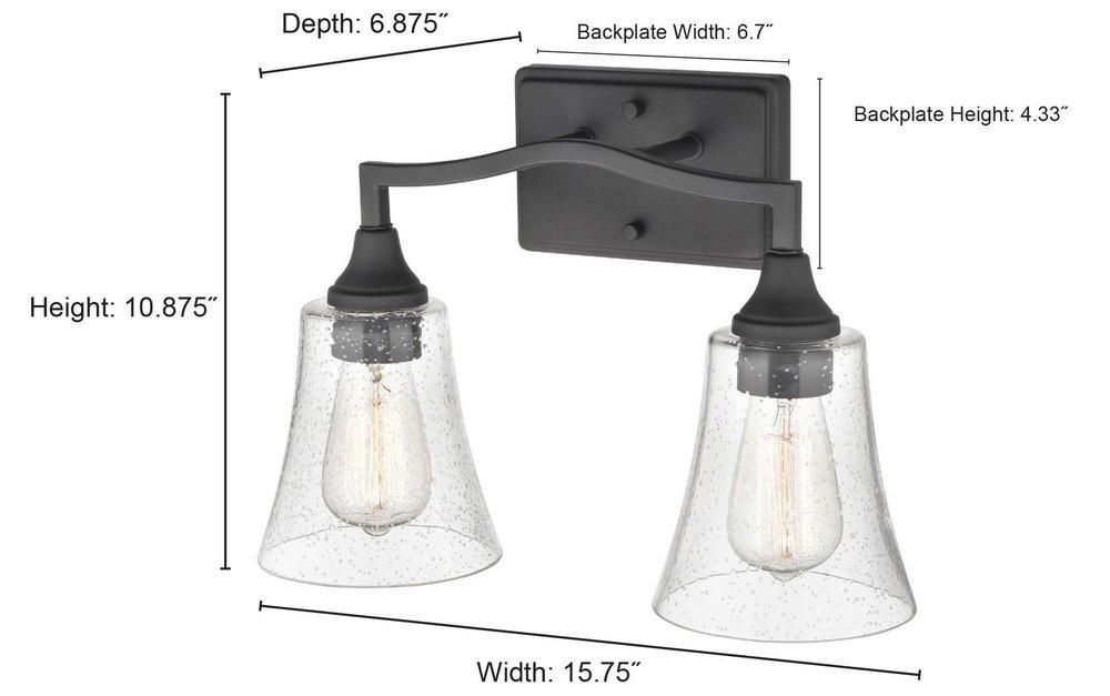 2-Light Vanity Fixture in Matte Black 