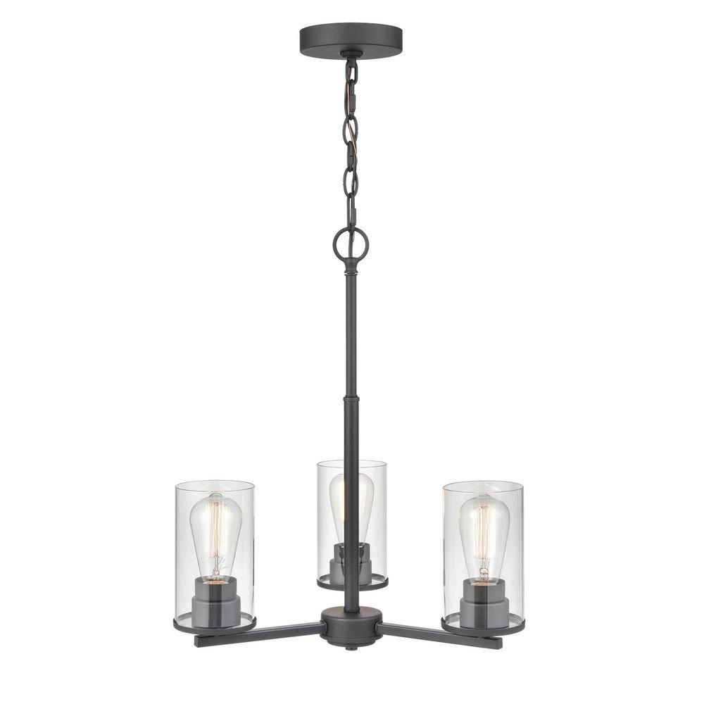 3-Light Chandelier Ceiling Light in Matte Black 