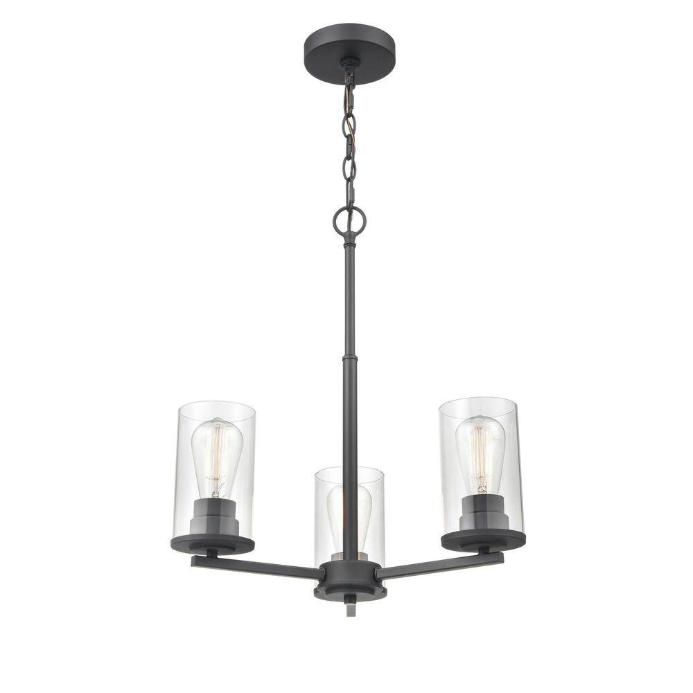 3-Light Chandelier Ceiling Light in Matte Black 