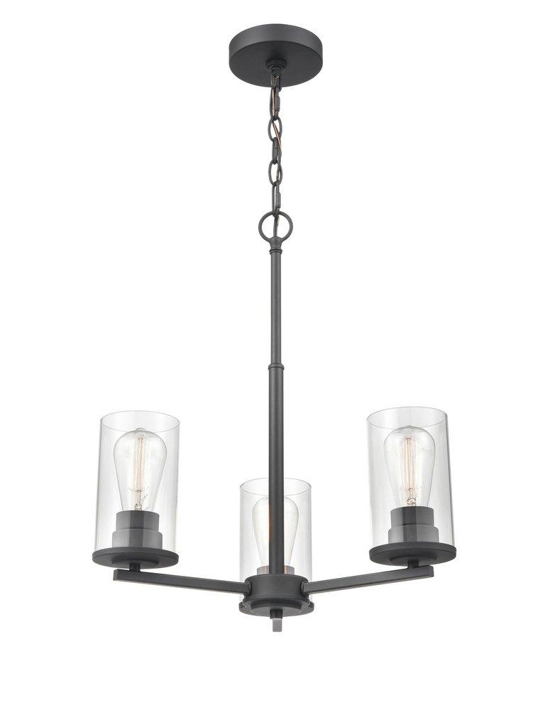 3-Light Chandelier Ceiling Light in Matte Black 
