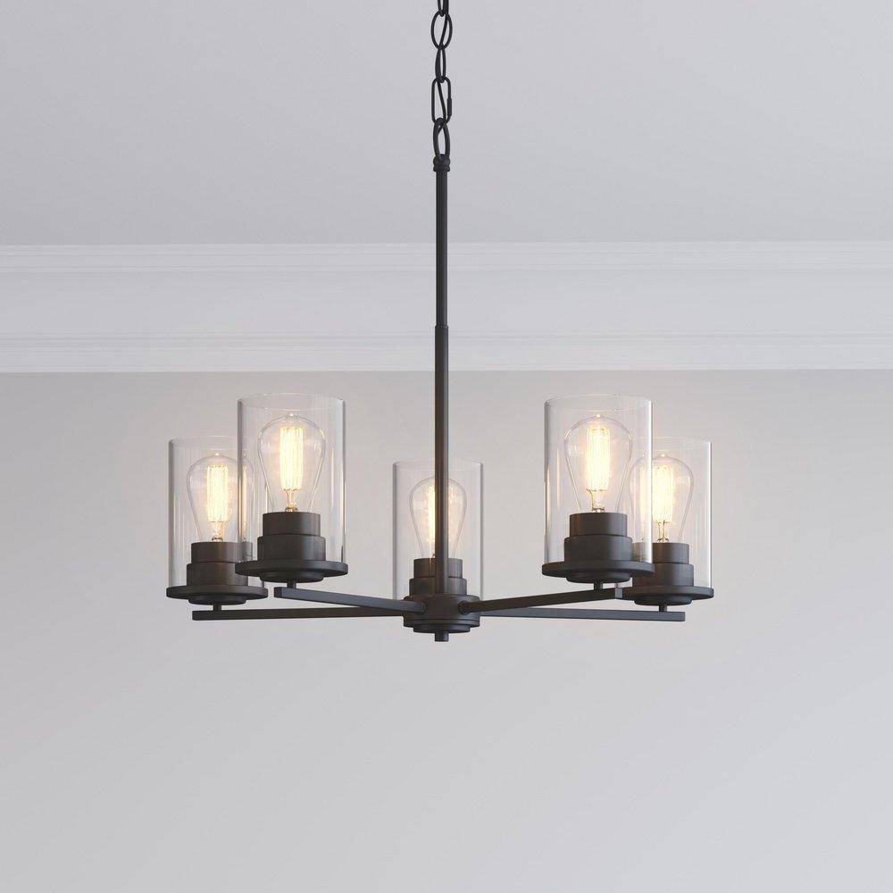 5-Light Chandelier Ceiling Light in Matte Black 