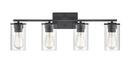 4-Light 28 in. Wide Bathroom Vanity Light in Matte Black