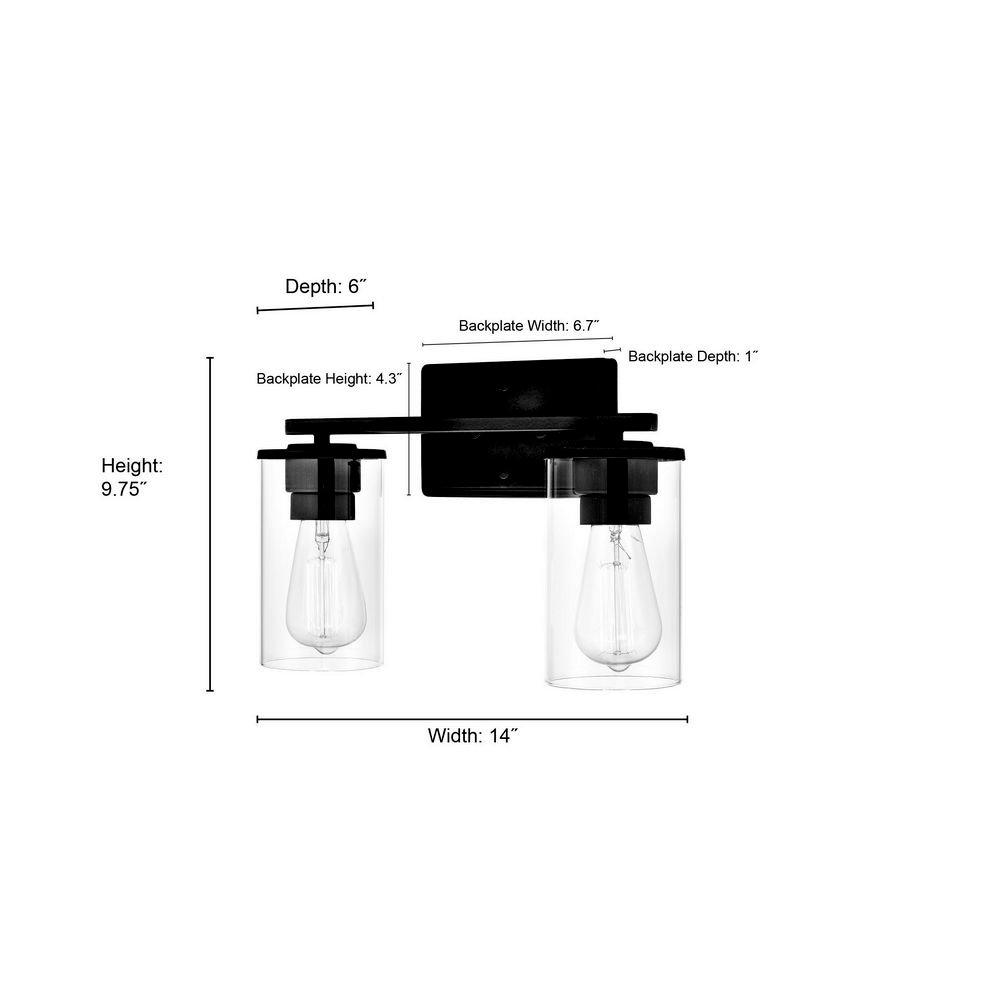 2-Light Vanity Fixture in Matte Black 