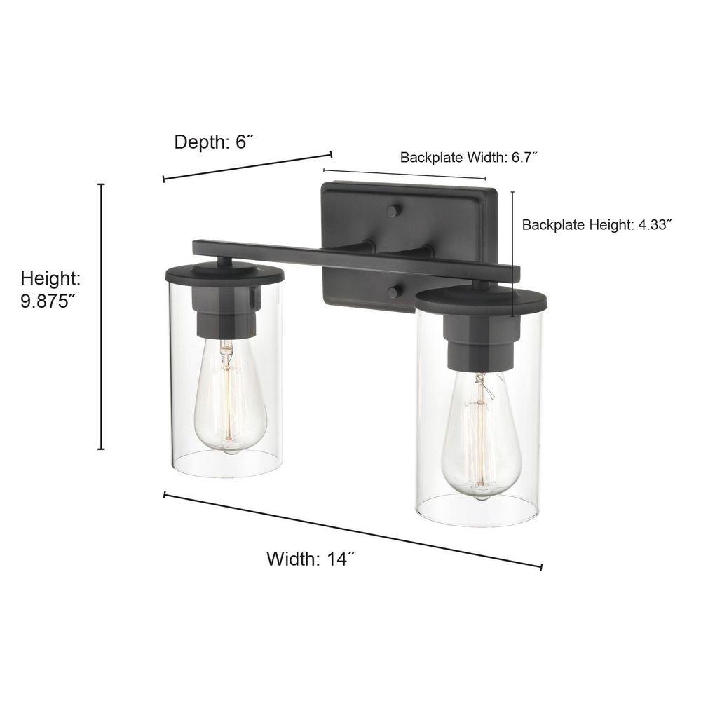 2-Light Vanity Fixture in Matte Black 