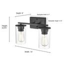 2-Light Vanity Fixture in Matte Black 